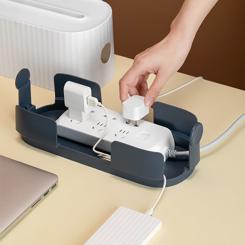 Power Strip & Cable Storage Box – Dust-Proof Wire Organizer for Chargers & Sockets.