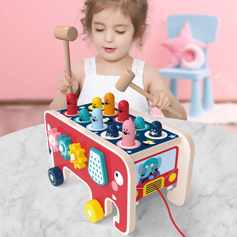 Wooden Montessori Hammering Toy for Toddlers – Animal Bus Early Learning Set - Brandfluence Tech