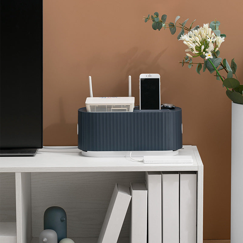 Power Strip & Cable Storage Box – Dust-Proof Wire Organizer for Chargers & Sockets.