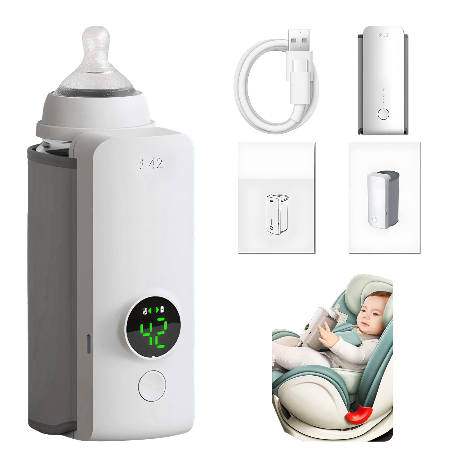 Portable Wireless Rechargeable Baby Bottle Warmer – USB Milk Warmer & Insulation Sleeve